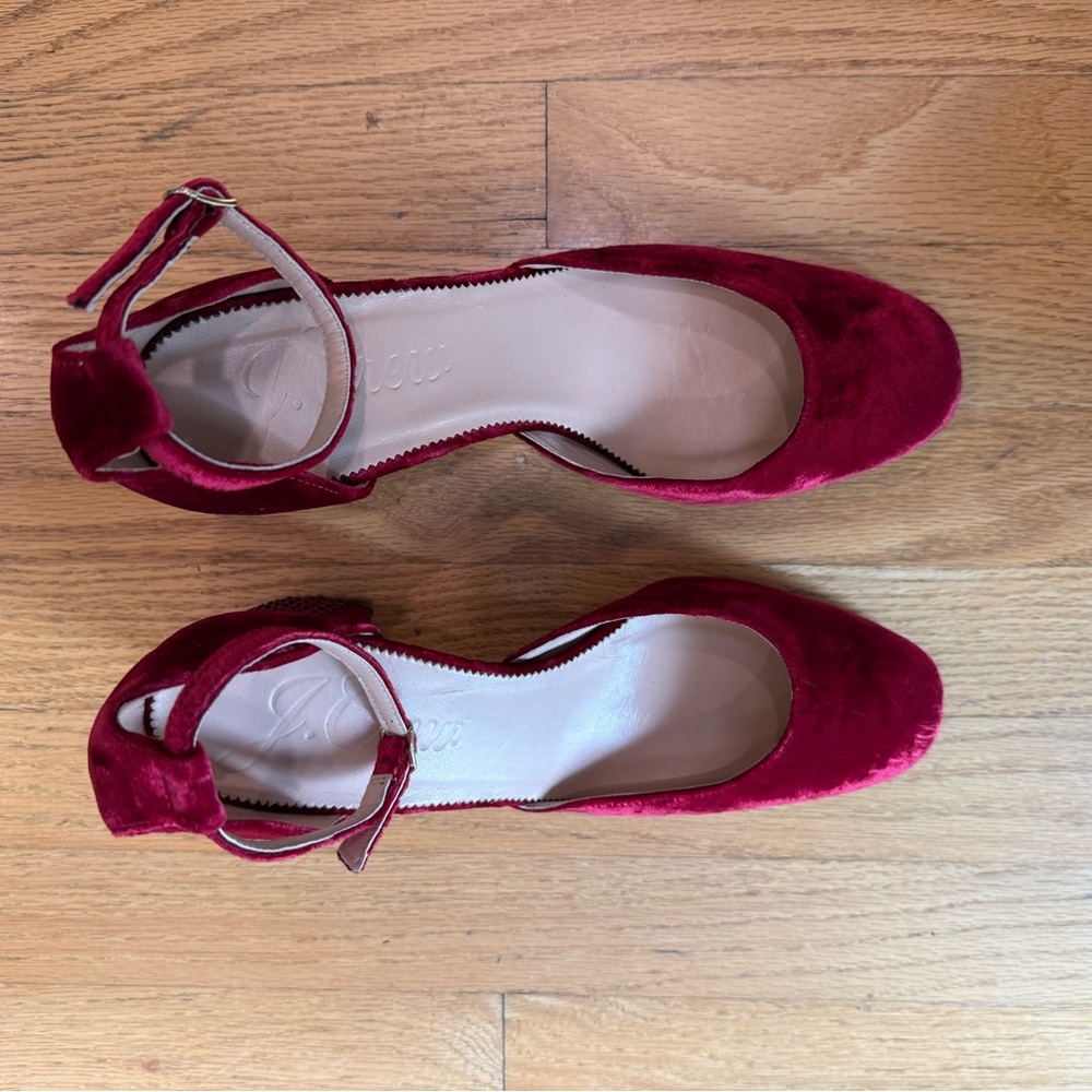 NWOT J. Crew Maisie Crystal Jewel Studded Block Heels In Velvet Size 9.5